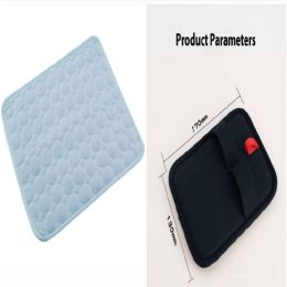 Pet Dog Cat Ice Silk Cold Nest Pad For Cooling In Summer (Option: Light blue set-50x40cm)