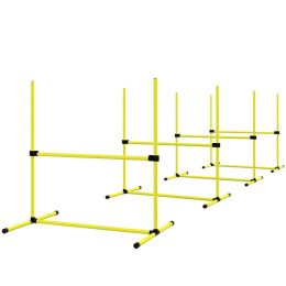 4 Piece Dog Agility Set with Adjustable Height Jump Bars, Carry Bag, Displacing Top Bar, Yellow Yellow (Option: Yellow-950x180x180 mm)