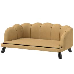 Pearl Design Pet Sofa for Medium and Large Sized Dogs, Pet Bed with Cushion and Solid Wood Legs, Coffee (Option: Coffee-1010x620x275 mm)