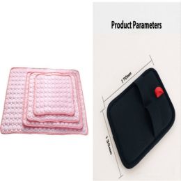 Pet Dog Cat Ice Silk Cold Nest Pad For Cooling In Summer (Option: Pink set-150x100cm)